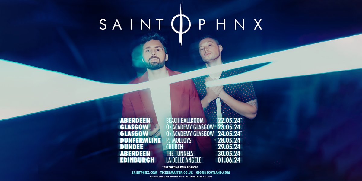 JUST ANNOUNCED 🚨» @saintphnx will be playing a run of headline Scottish shows this May/June 🔥 @PJMolloys | 28th May 2024 @church_dundee | 29th May 2024 @thetunnelsab | 30th May 2024 @welovelabelle | 1st June 2024 MORE INFO ⇾ gigss.co/saint-phnx