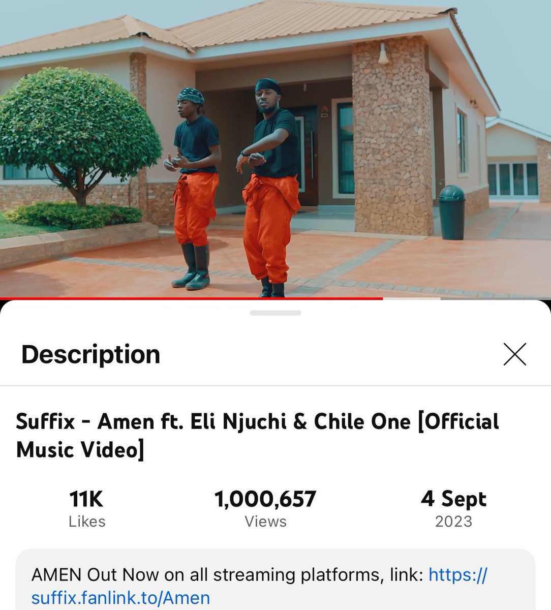 Amen 1M views | thank you 🙏🏾 @Eli_Njuchi x @ChileoneMrzamba