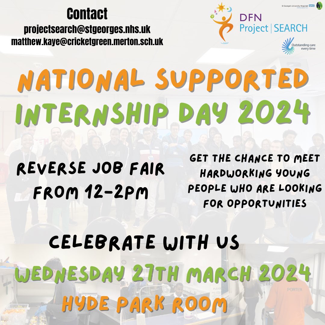 search_george's tweet image. Working hard to get the last bits ready for tomorrow! Join us for our Reverse Job Fair to celebrate National Supported Internship Day 2024. Join us at @StGeorgesTrust at 12pm 🫵
@dfnsearch @cricketgreensch 
#learningdisabilities #autism #learningdifficulties #supportedemployment