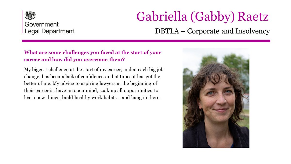 'My advice to aspiring lawyers at the beginning of their career is: have an open mind, soak up all opportunities to learn new things, build healthy work habits…and hang in there.” Government lawyer Gabriella Raetz reflects as part of Women's History Month. #WomenInLaw