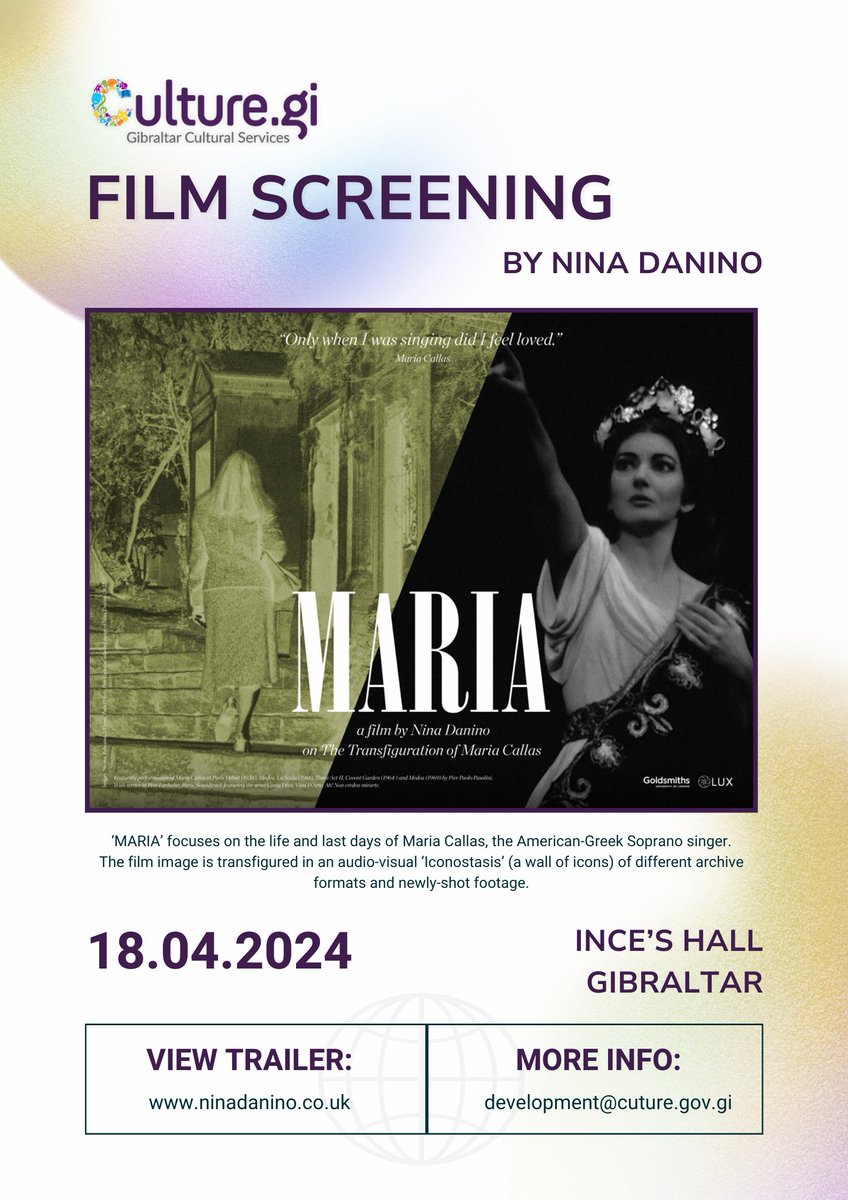 Nina Danino's latest film 'MARIA' is coming to Gibraltar on April 18th.🎬 Dive into the life of Maria Callas, the iconic American-Greek soprano singer in this new film. 🌟Read the full PR here: culture.gi/news/maria-a-f…