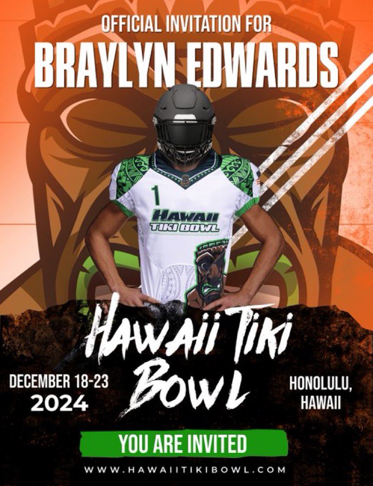 Thank you for the opportunity to compete in the Hawaii Tiki Bowl! @FootballPbhs @CoachGordon0 @FillippSAU @HawaiiTikiBowl
