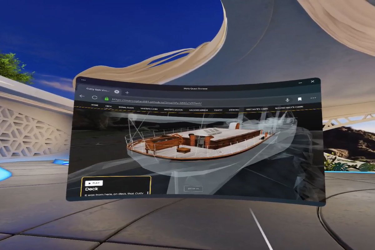 The iconic #CuttySark ship has been recreated by experts at UWS and @_Smartify on behalf of @RMGreenwich. The #VR tour was developed using state-of-the-art 360 photos, 3D scanning, and drone photography. Find out more and access the tour: uws.ac.uk/news/legendary…