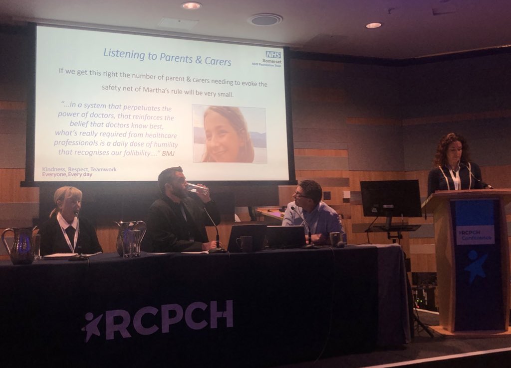 A wonderfully informative session at #RCPCH24 by @M_F_Count and @SomersetFT team discussing the implementation of #MarthasRule. How can we ensure parents and carers are listened to? What are the escalation routes? How do we build a culture that enables humility and slow thinking?