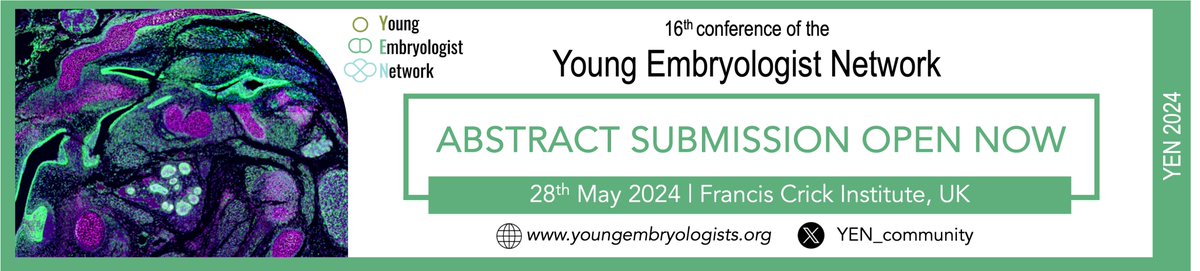 📢Still time to submit your abstract for #YEN2024! Join our amazing line-up of speakers to share your work with an international community of young researchers! 🌟 Free attendance + travel grants available! More info: youngembryologists.org/yen-2024/ Register: tinyurl.com/YENMeeting24