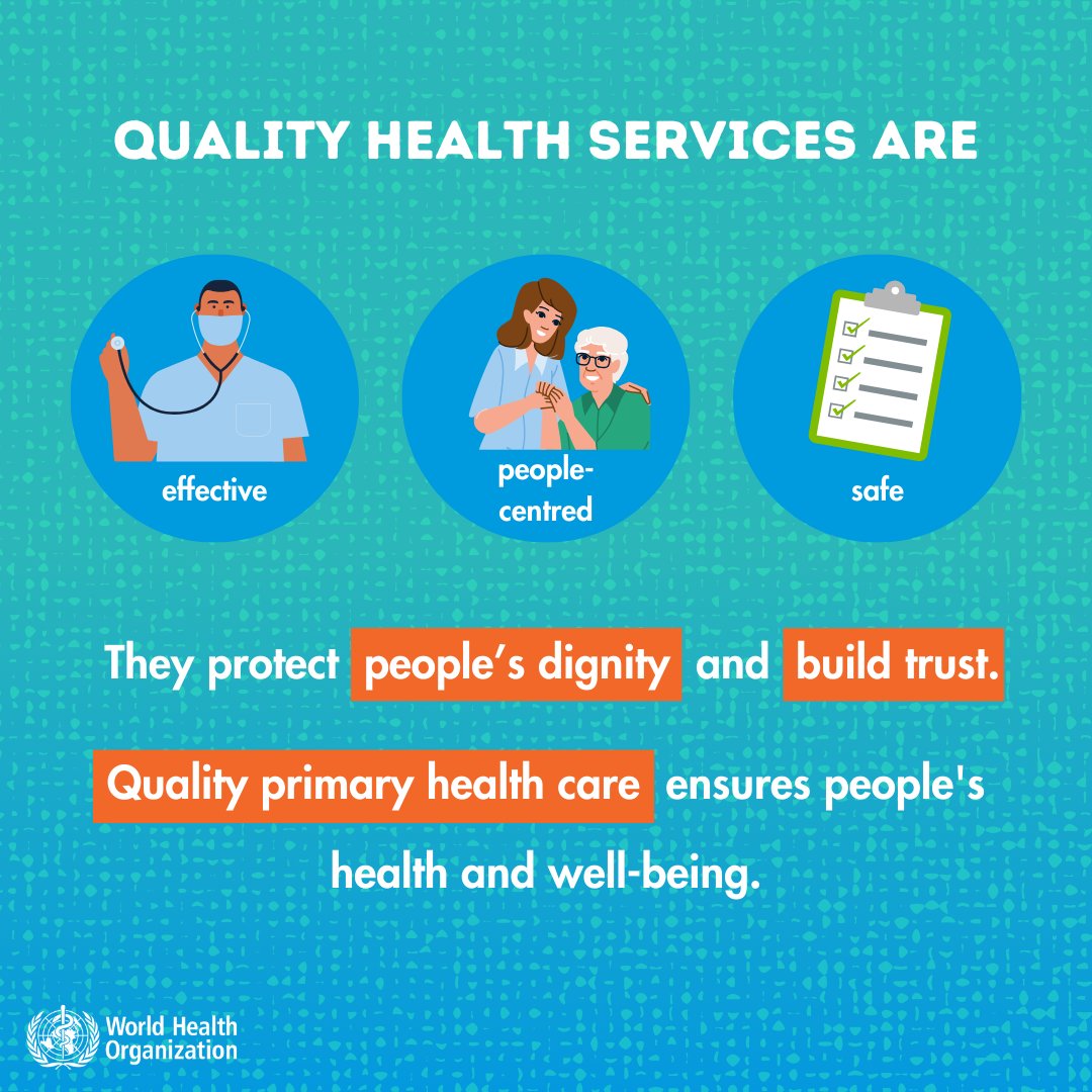 WHO's tweet image. Universal health coverage isn't just a dream. 
It can be a reality with access to high quality care that puts people first.

#HealthForAll