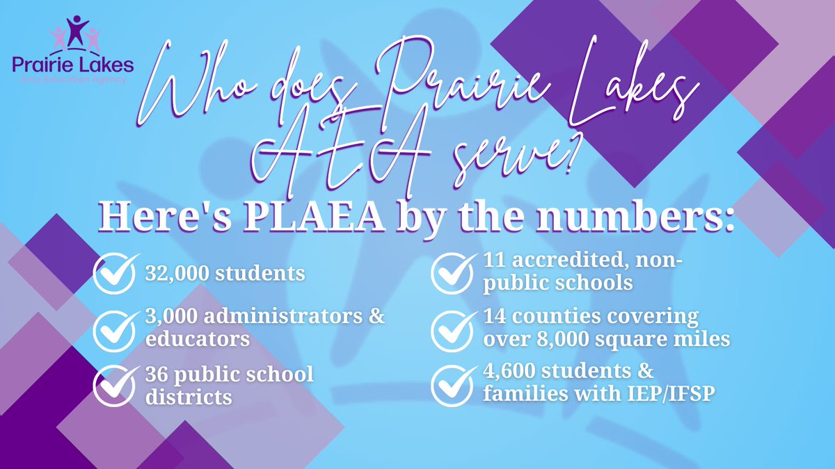 Who does #PLAEA serve? ✅32,000 students ✅3,000 administrators & educators ✅36 public school districts ✅11 accredited, non-public schools ✅14 counties covering over 8,000 square miles ✅4,600 students & families with IEP/IFSP #EveryDayAtPLAEA