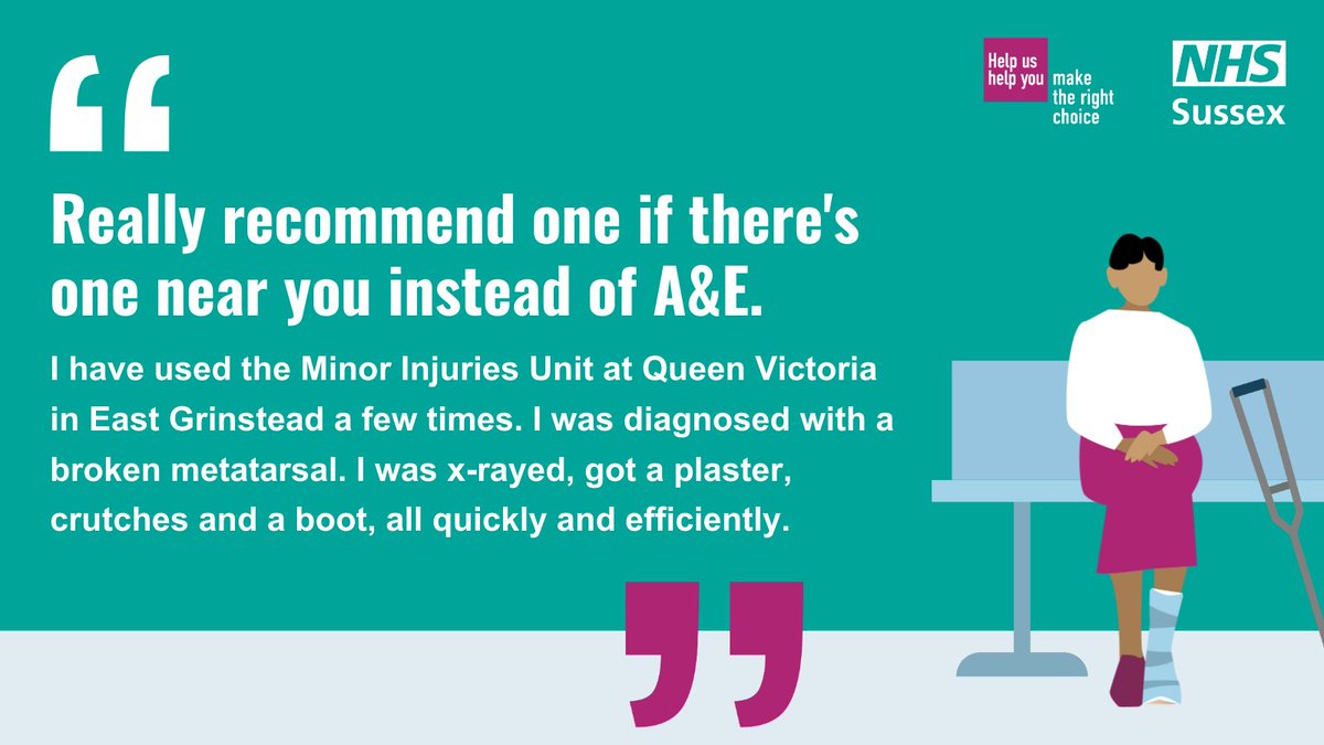 Think you may have a broken bone? There are Minor Injury Units across Sussex available to help you with a range of concerns. Many units have x-ray facilities. Call NHS 111 to find your nearest service and get a booked arrival time. @qvh