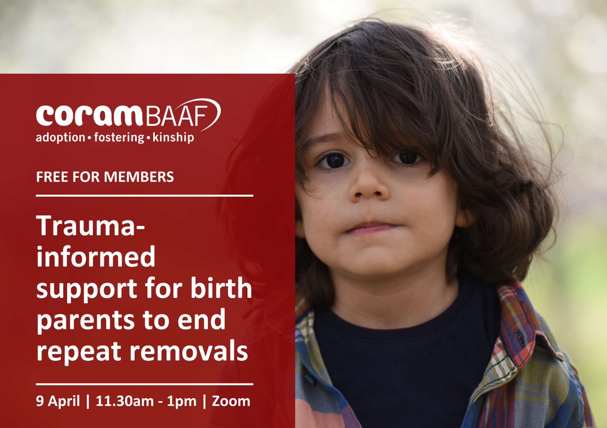 CoramBAAF's tweet photo. Trauma-informed support for birth parents to end repeat removals 

9 April | 11.30am - 1pm | FREE FOR MEMBERS 

47% of children entering care are from families who have previously had a child removed from their care. Join us as we welcome PAUSE!

https://t.co/Bl8L7cYfeY https://t.co/ywkd0YC4re