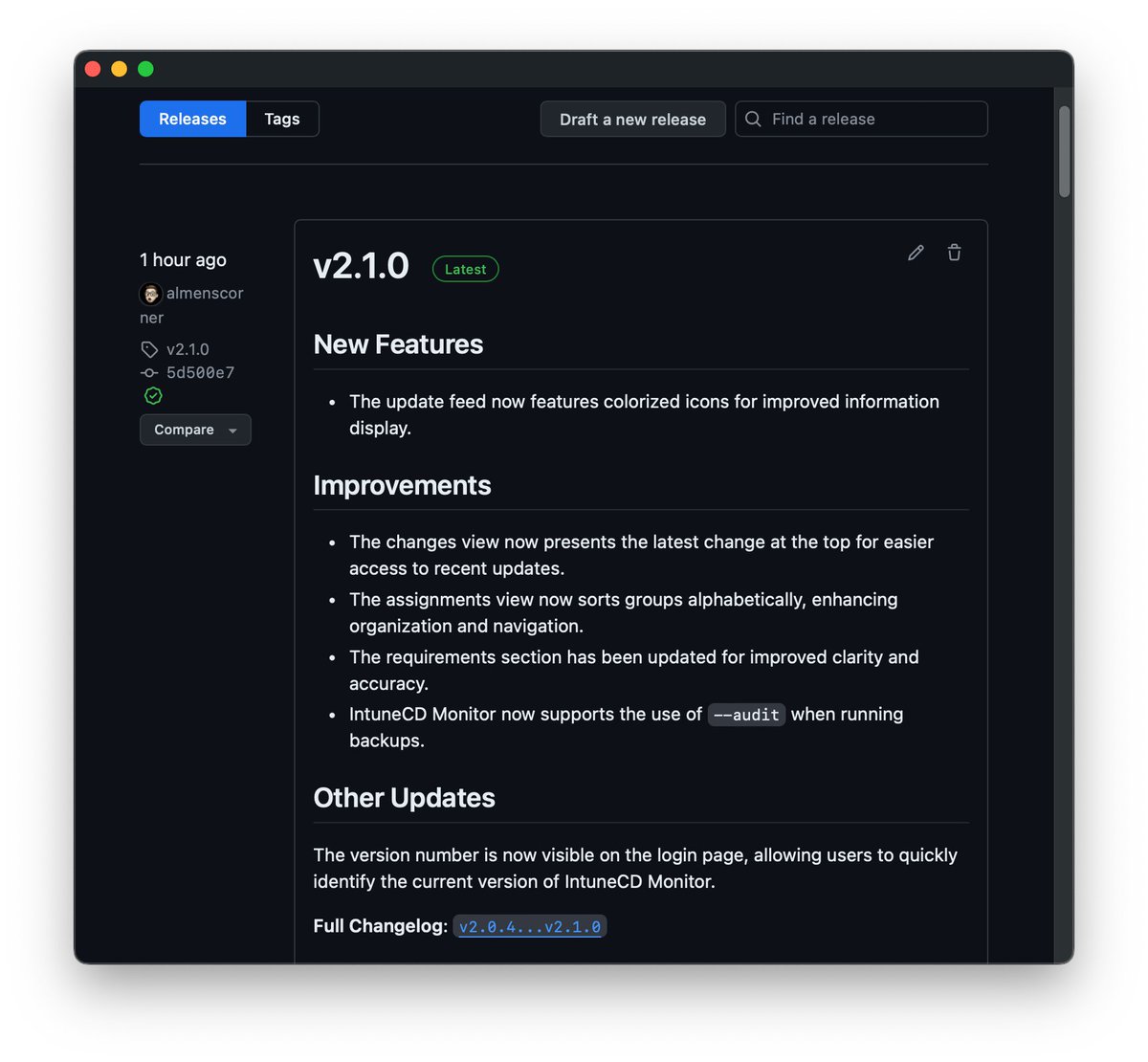 The refactored @IntuneCD codebase is now live in production, accompanied by a host of enhancements and new features. Additionally, IntuneCD Monitor has been updated to incorporate all the latest changes from this release 🚀  #IntuneCD #MVPBuzz #MSIntune #GitOps #Automation