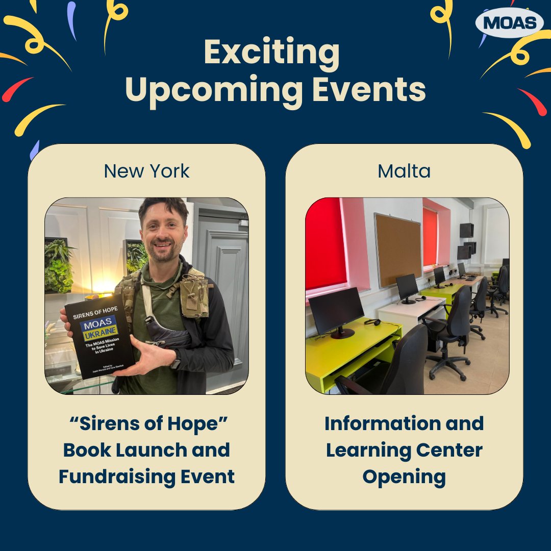 This week is buzzing at #MOAS as we gear up for TWO major events! 🎉 Join us for a heartwarming fundraising event and book launch of #SirensOfHope in New York, as well as the opening of our Information and Learning Center in Malta. Stay tuned for more information and updates!