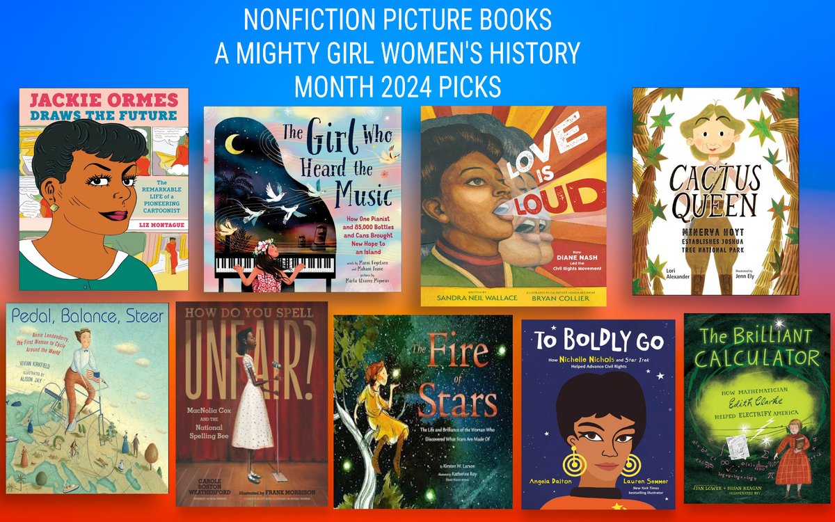 Great to see these #picturebook #biography titles on the 2024 A MIGHTY GIRL #WomensHistoryMonth List. Congratulations! @ADalton_author @MahaniTeave @KirstenWLarson @JLLower @poetweatherford @viviankirkfield @LoriJAlexander #kidlit #nonfiction @SimonKIDS🧡amightygirl.com/blog?p=37219