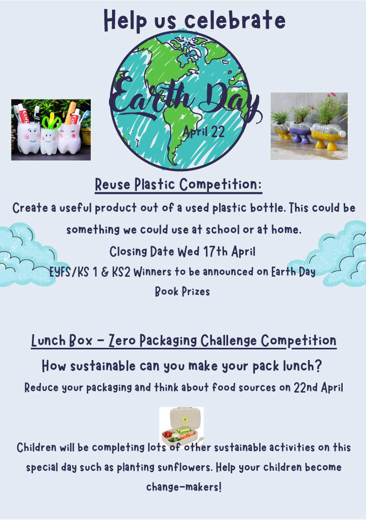 We are celebrating #EarthDay2024 across our trust by having a plastic reuse competition as well as a zero packaging lunch box challenge. We can't wait to see our pupil's creative solutions after Easter. @BFS_Watford @CTS_Watford @LHS_Watford  #happychildrenlearn