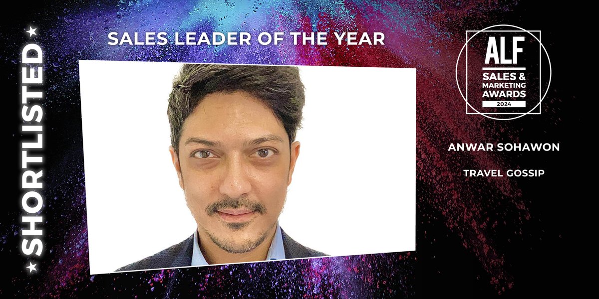 ALF Insight (@alfinsight) on Twitter photo Shortlisted for Sales Leader of the Year at the ALF Awards 2024 is <a href="/Anwar_Sohawon_/">Anwar Sohawon</a>, <a href="/travelgossip/">Travel Gossip</a>.
See the full shortlist at bit.ly/ALFShort24. #ALFies24 Shortlisted for Sales Leader of the Year at the ALF Awards 2024 is <a href="/Anwar_Sohawon_/">Anwar Sohawon</a>, <a href="/travelgossip/">Travel Gossip</a>.
See the full shortlist at bit.ly/ALFShort24. #ALFies24