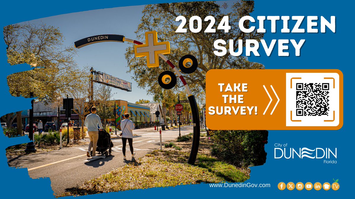 CityofDunedinFl's tweet photo. Join us in shaping the future of our community by participating in the 2024 Citizen Survey. This is your chance to share your thoughts, concerns, &amp; ideas directly with local decision-makers. Let's work together to make our City better! TAKE THE SURVEY: https://t.co/TWbe3JOSOM https://t.co/DWUYp9qljv