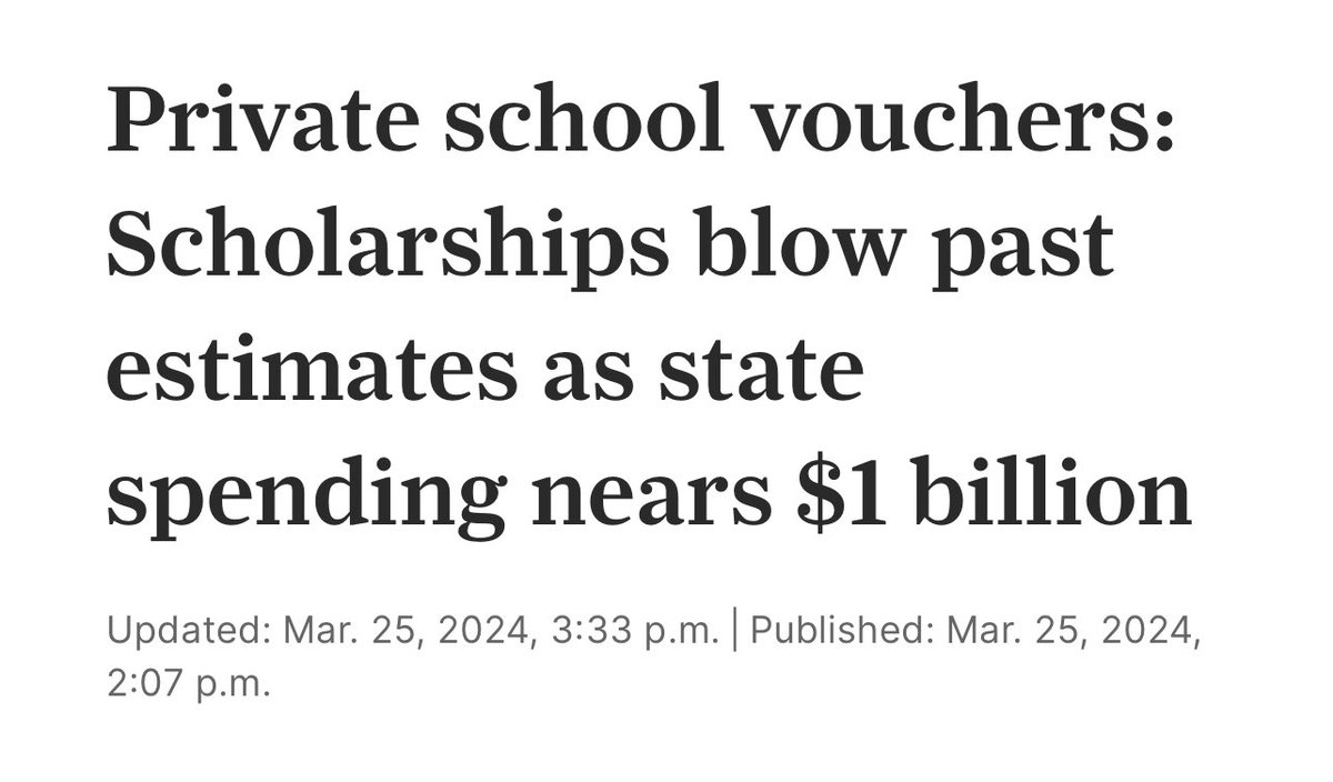 Critical to understand that these cost overruns come precisely because the voucher lobby undersold how many voucher users were already in private school.

These are NEW obligations to taxpayers.
cleveland.com/news/2024/03/p…