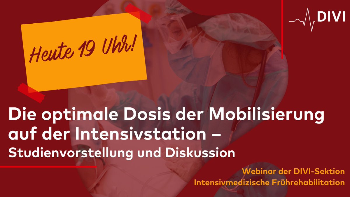 Heute 19 Uhr: Webinar zur Mobilisierung auf der #Intensivstation. Details und Anmeldung: t1p.de/amnlq