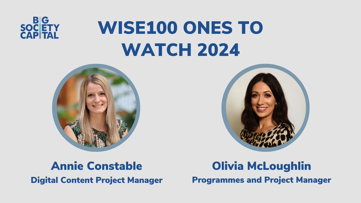 🎉 Great to see Annie Constable and Olivia McLoughlin from @GoodFinanceUK featured in the 2024 WISE100 Ones to Watch category!

A well-deserved recognition for their efforts to make social investment more accessible, helping #SocEnts and charities to meet their financial needs👏…