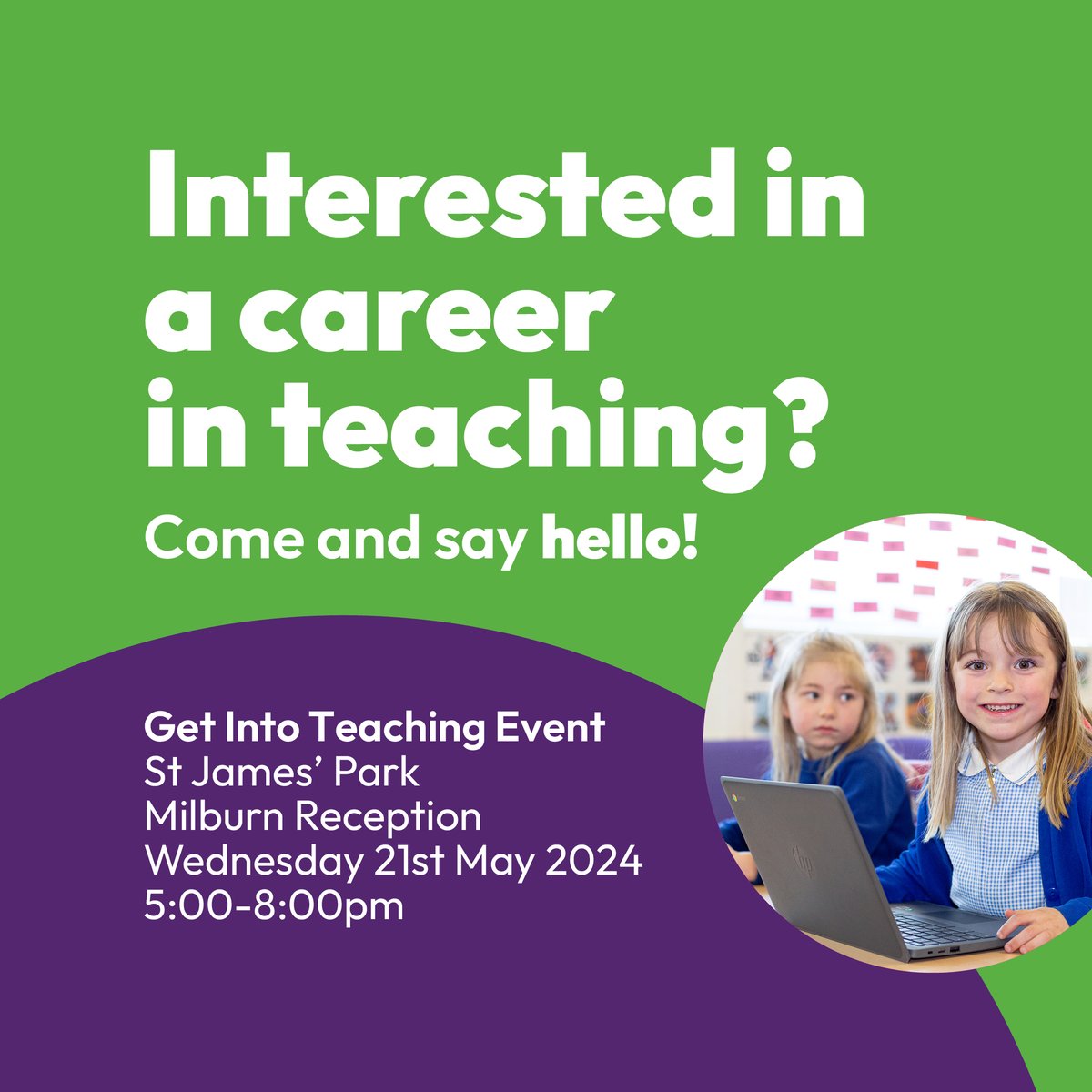 Exploring a career in teaching? We’d love to talk

Come along to the @educationgovuk Get Into Teaching event and chat to us about our school-led ITT offering.

📱 0191 7070 125

#ITT #teachertraining #getintoteaching