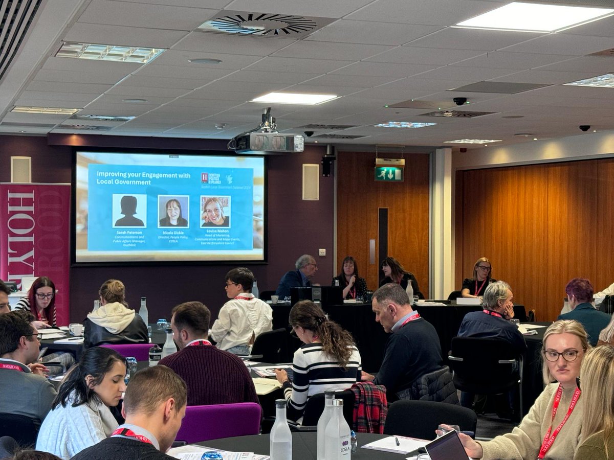 Very interesting session taking place now on Improving your engagement with local government brought to us by: Sarah Paterson from @YouthLinkScot, @dickie_nicola from @COSLA and Louisa Mahon from @EastRenCouncil. Read more: bit.ly/3T3rWUf #LocalGov24