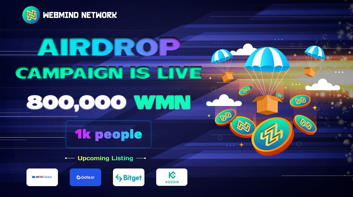 💵Our massive airdrop is live!!!!! Participate in our #Airdrop and earn 600 WMN (~$12) tokens. Airdrop: t.me/WebMindAirdrop… Airdrop rewards will be distributed to winner around April 29th and 1000 lucky random (1000 winners in total) participants will be rewarded.…