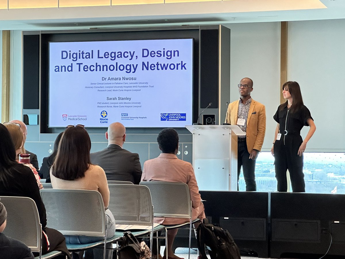 Ami Nwosu & Sarah Stanley @LancasterUni providing an overview of how the strategic funding has benefitted the palliative care digital legacy design & technology network #BePartofResearch