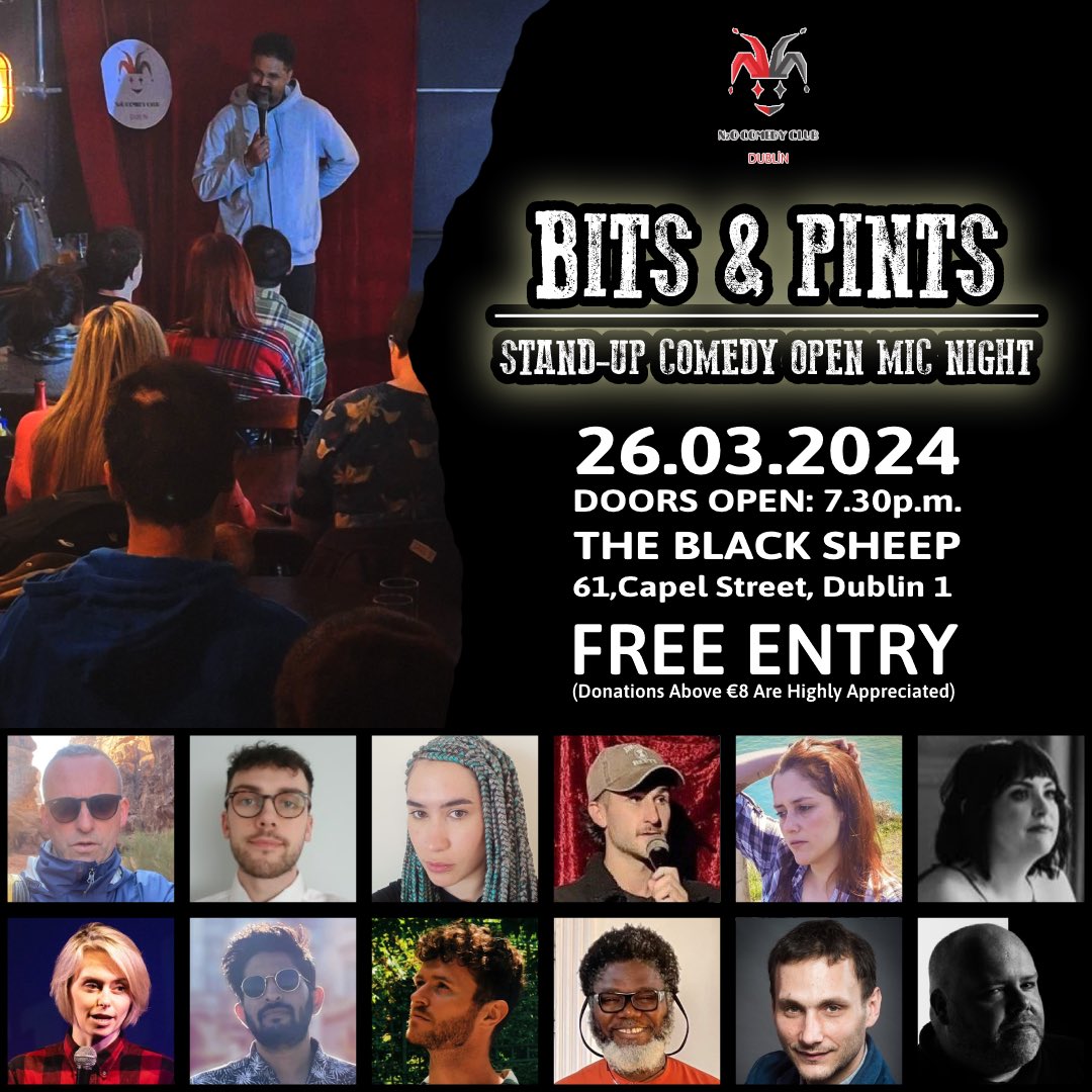 We are back at <a href="/blacksheepdub/">Black Sheep</a> tonight (26.03) with another set of hilarious talent to have you in stitches.

Walk-in or reserve your seat here (recommended) 👉 n2ocomedyclubdublin.com/event-details-…

See you tonight #Dublin