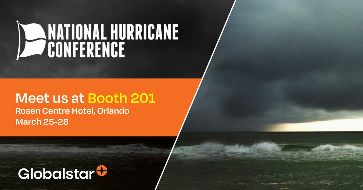 Swing by booth #201 at the National Hurricane Conference in Orlando this week! The Globalstar team is ready to chat with you about how our satellite solutions can help prepare your business with reliable connectivity. See you there! #connectivity #satellitecomms #NHC24