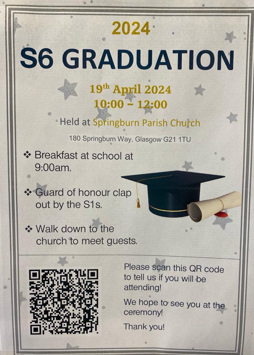 S6 parents &amp; carers we hope to see you all there! Please email or scan QR code to reserve your seats.
