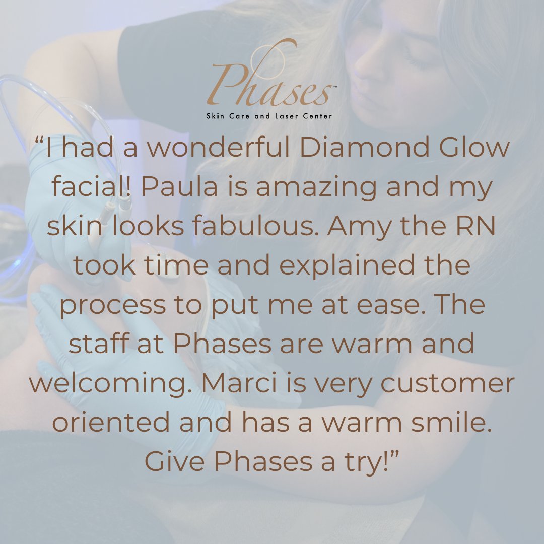 We're delighted to hear how much our patient enjoyed their Diamond Glow Facial at Phases! This wonderful feedback illuminates the joy and satisfaction we aim to provide. #TurkleandAssociates #Turkle #Phases #PatientTestimonial #PlasticSurgery #excellenceincare #diamondglowfacial