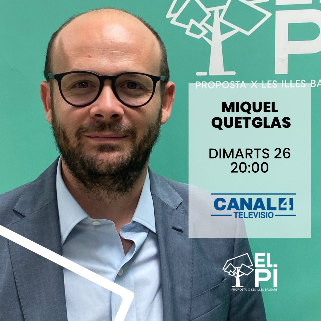 ElPi_IB's tweet photo. 🟢 El nostre company @miquelquetglas participa avui a la tertulia de #Tot4 a @GRUP4COM.

📺 A les 20:00h amb @CristinaRoig.

#SomElPi
#SomIlles https://t.co/kfhPYwZ88P