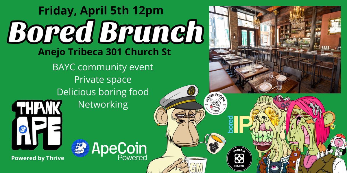 GM! I woke up this morning ... I love you APEs. 

Thank you ApeCoin Marcomms (@LinstroETH and @popilart) for sponsoring tickets to give away @apecoin & @MocaverseNFT community. Besides these tickets, brunch holder tickets are now sold out! We still have $60 tickets which goes…