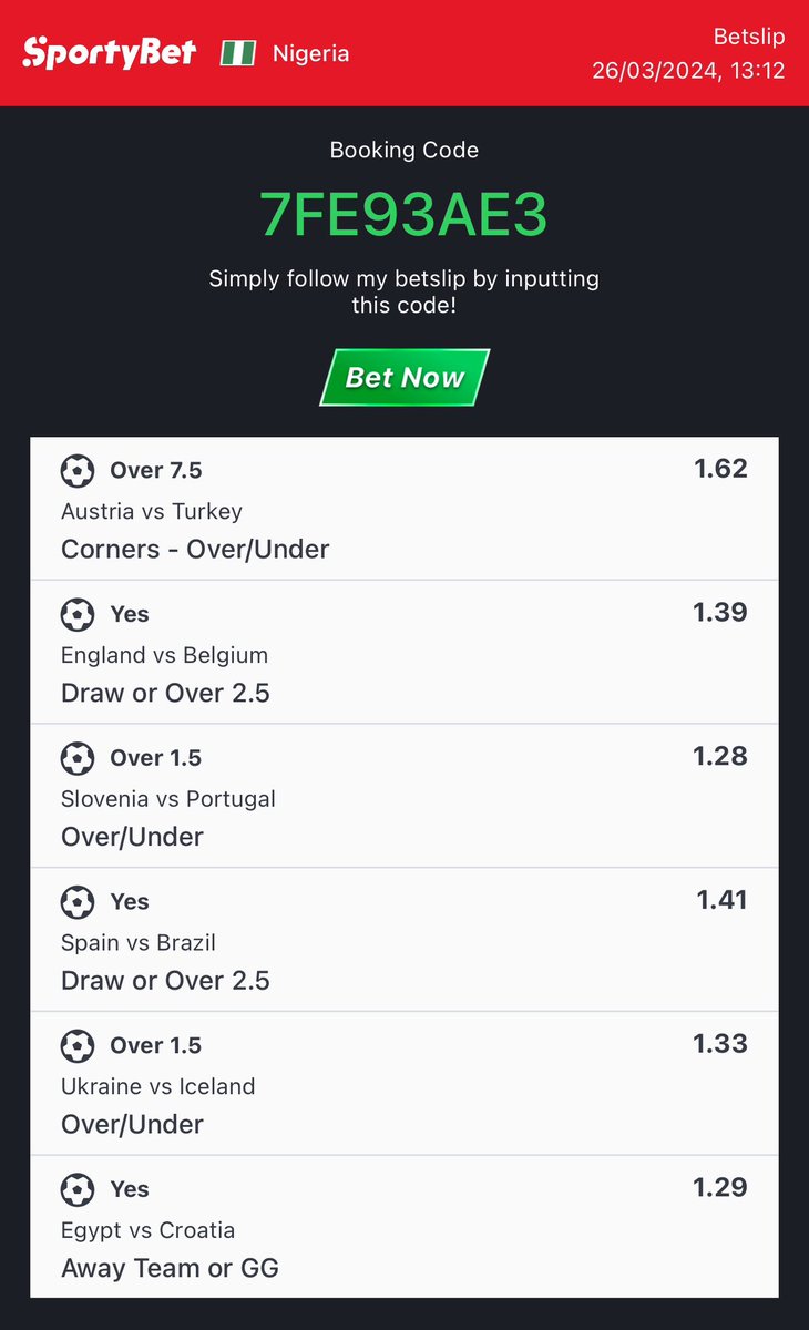 fdo_tips's tweet image. 6 odds on SportyBet 
Todays free football predictions

Code: 7FE93AE3

📊 Starting 8:45 Pm with 90% Winning Chances 

Follow, like and retweet for more free games and don’t miss out Correct Score Predictions