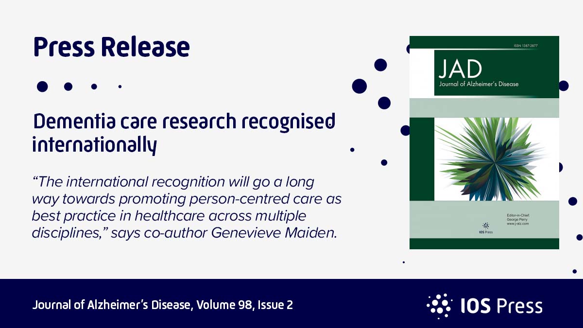 A new study in #JournalAD concludes that the person-centred care model significantly improved clinical outcomes for people living with dementia, after hospitilisation. #ADResearch #Alzheimers 👉 View news: bit.ly/PR_JAD_Care 👉 View article: content.iospress.com/articles/journ…