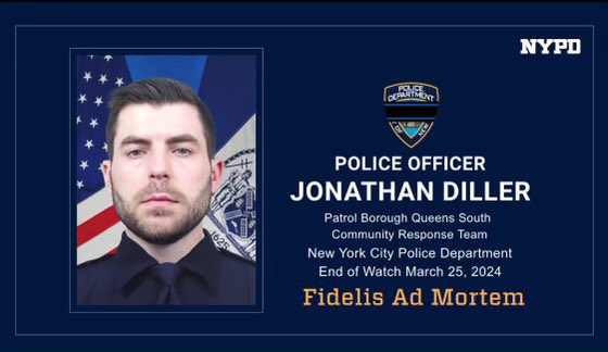 I am heartbroken to hear about the senseless killing of Police Officer Jonathan Diller. Officer Diller was doing his job - protecting the lives of New Yorkers - and needlessly lost his life. My heart goes out to his family and I join the NYPD and the city in mourning his loss.