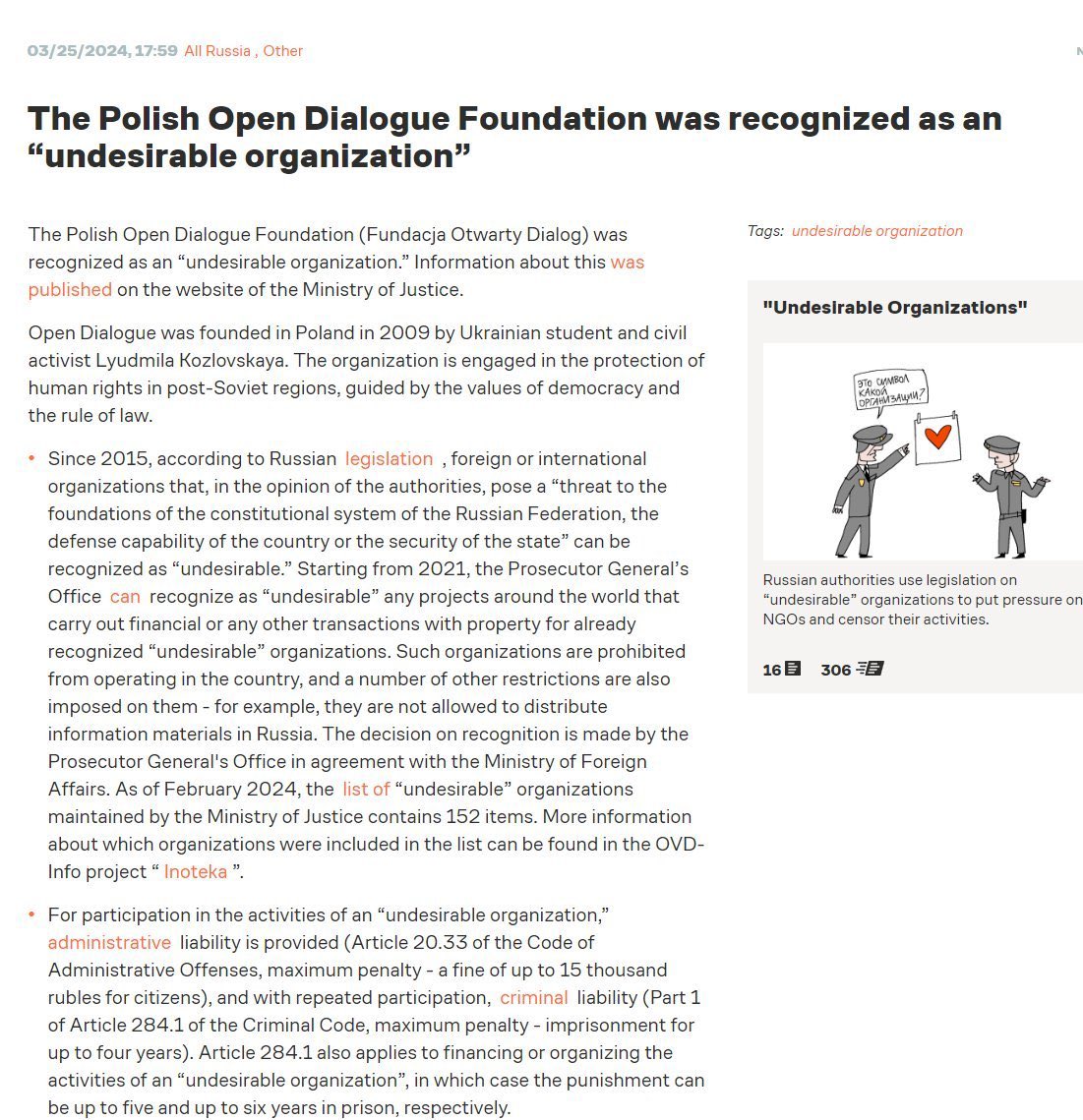#Russia recognized <a href="/ODFoundation/">Open Dialogue Foundation / Fundacja Otwarty Dialog</a> as organisation which poses "a threat to the foundations of the constitutional system, security, or defense capability of the country." 

The same "recognition" as a threat of our activities to their abusive powers was previously stated by the