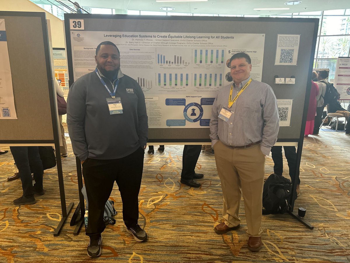 GVSUCSO's tweet image. The CSO in San Diego! Congrats to our team members Dr. Barry Hall II and Dr. Matt Missias on their acceptance to #CarnegieSummit2024. They're there to share some of the office's latest research on how we can help more students achieve lifelong learning.