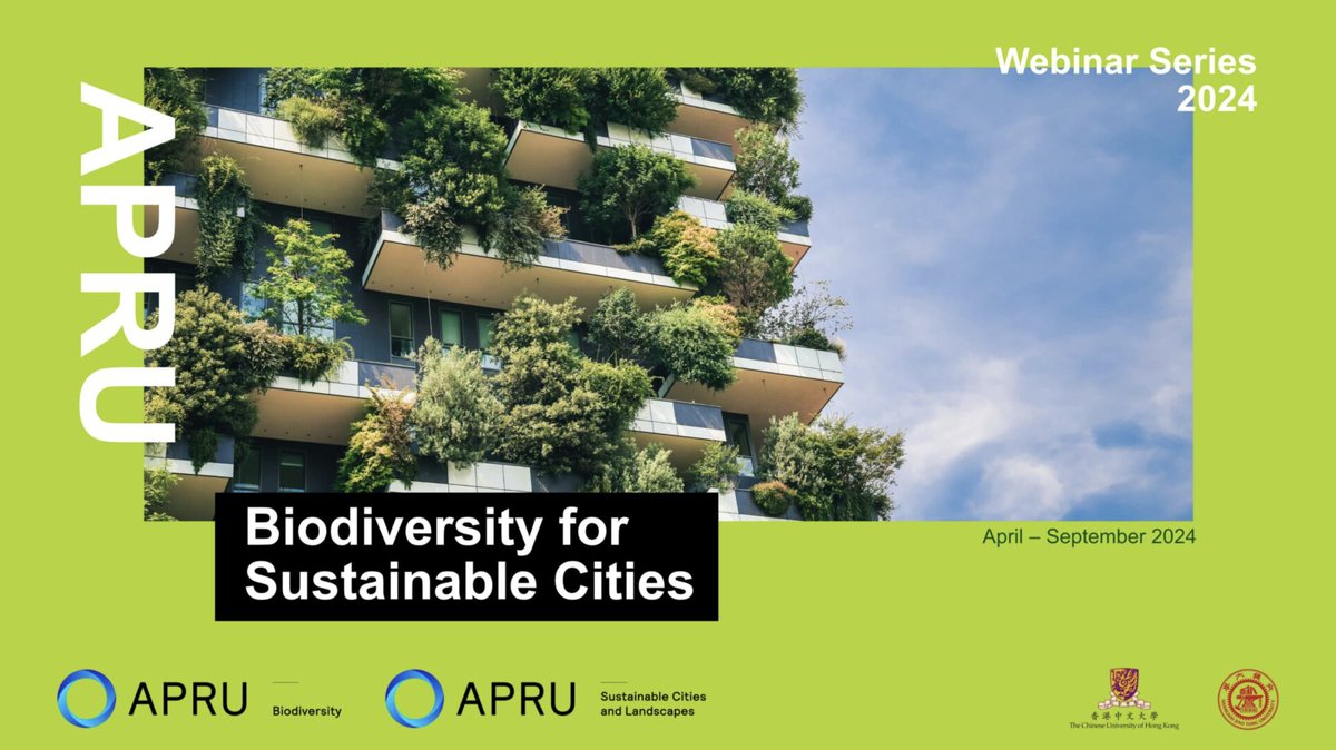 Sign up for #APRU Biodiversity for Sustainable Cities Webinar Series 2024 in partnership with @CUHKofficial and @sjtu1896 to learn about insights into ecosystem protection for urban sustainability. Time: 9-10:20am, Apr 9, 2024 (Shanghai, CST) More: apru.org/event/arpu-bio…