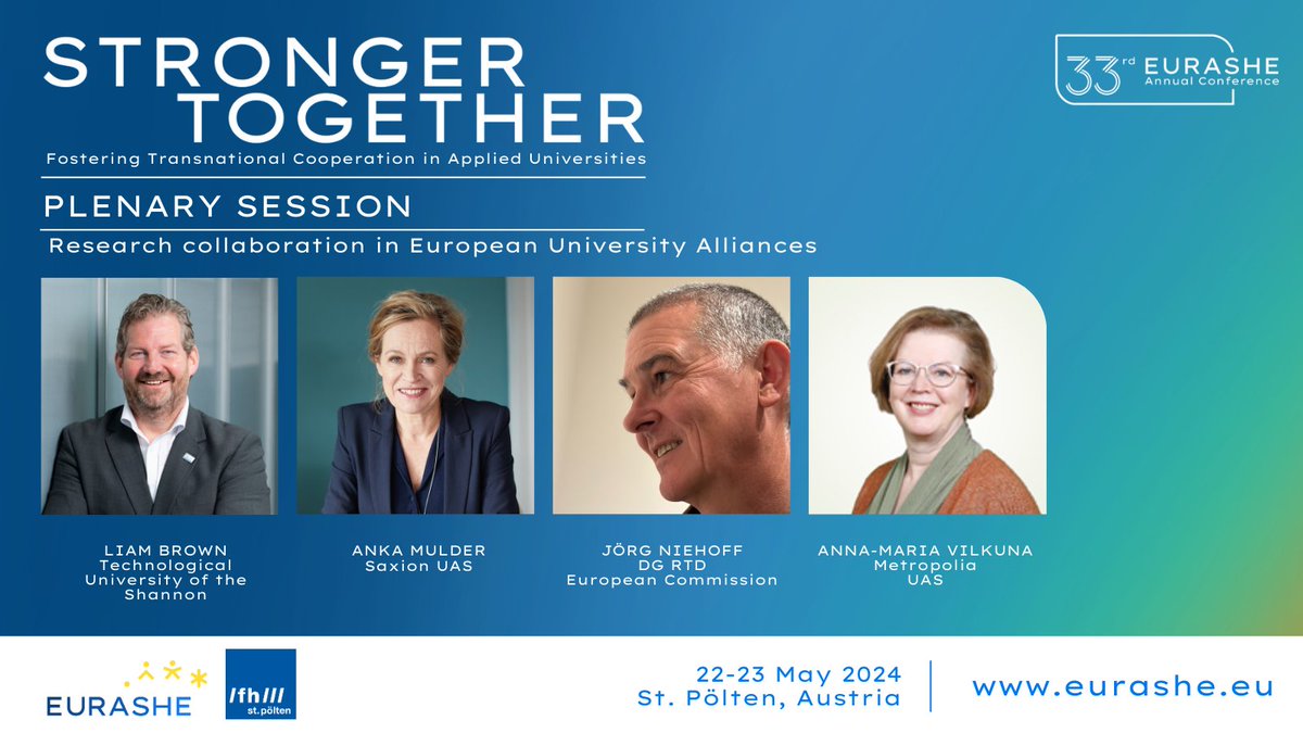 ✨MEET THE SPEAKERS!

We are delighted to announce the speakers for the #EURASHE33 Annual Conference panel Research collaboration in European #UniversityAlliances.

Don't miss out this opportunity and register now ➡️bit.ly/eurashe-ac-2024