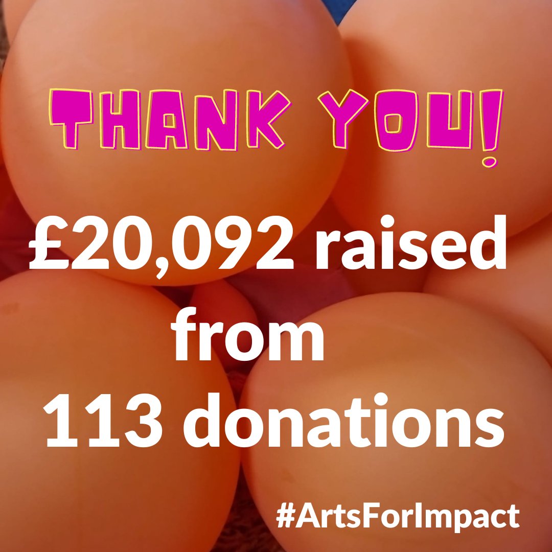 We did it! Thank you to everyone who donated to us as part of #artsforimpact campaign. 113 donations made and we exceeded our fundraising target.