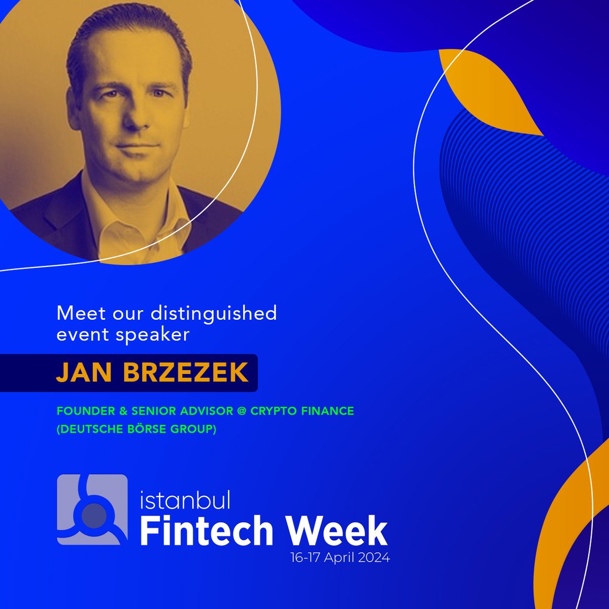 📢 Meet our distinguished event speaker, Jan Brzezek! Our speaker is the  Founder & Senior Advisor of Crypto Finance (Deutsche Börse Group)! He  started his entrepreneurial journey and founded Crypto Finance AG.