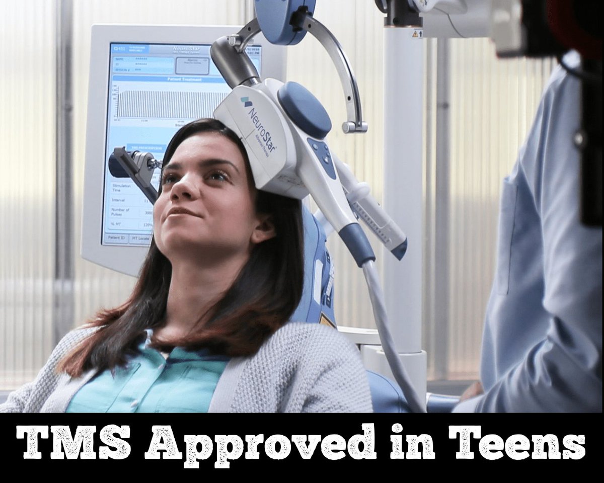 chrisaikenmd's tweet image. FDA just cleared Neurostar TMS for ages 15-up as antidepressant augmentation.

78% of teens responded to TMS in 1169 real-world cases. 18 controlled trials support #TMS in youth #depression (ages 8-up):
pubmed.ncbi.nlm.nih.gov/37211054

#psychiatry #mentalhealth #pediatrics