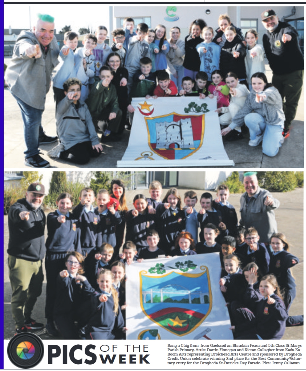 We're PIC OF THE WEEK in today's @droghedaleader! Some very proud participants who took part in our St. Patrick's Day TALL SHIPS project and were awarded 2nd place for best Community/Volunteer entry. @DroghedaCU @kadakaboomarts @Love_Drogheda @DiscoverBoyneV @artscouncil_ie