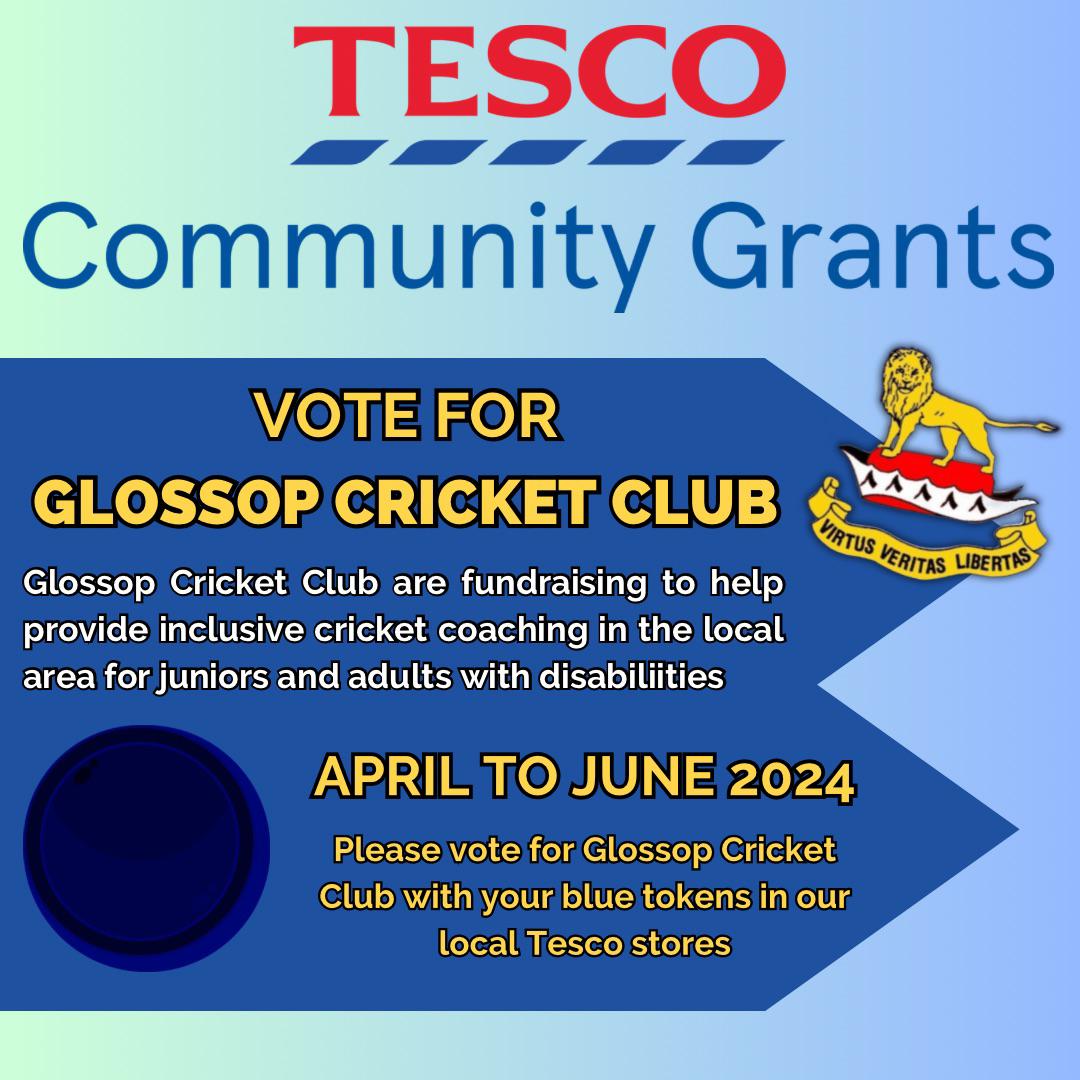 GlossopCC's tweet photo. Next time you do your Tesco shop, we would really appreciate it if you could grab a few blue tokens on your way out and support the club. https://t.co/xkYj6CsF47
