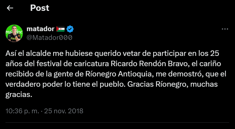 Matador000's tweet photo. Sabía que había visto esa cara en algún lado. cuando @AndresJRendonC (el de la vaca de Uribe) fue alcalde de Rionegro Antioquia yo estaba invitado a los 25 años del Festival de Caricatura Ricardo Rendón y me borraron de la lista de invitados por orden de la alcaldía, (asistí invitado por un particular) el día de la inauguración se le notaba lo incomodo con mi presencia, eso no saludó, ni hizo gala de la amabilidad paisa, incluso como el ambiente estaba un pesado, nos toco salir volados de de allí un día antes por seguridad.

¿Dónde les puedo consignar el milloncito Dr, Rendón? mándeme su NEQUI plis.

 https://t.co/VqFkcBMfX2