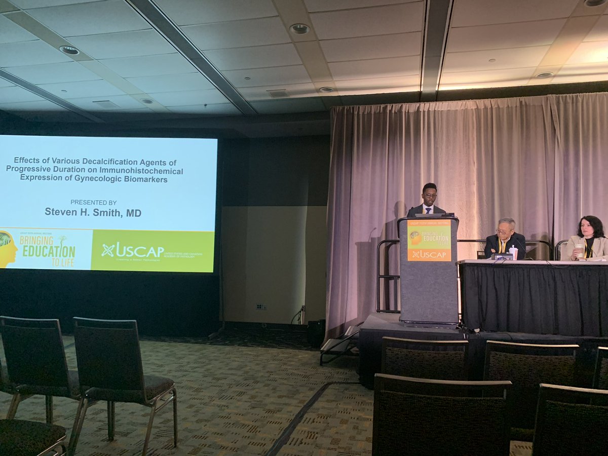 Excellent platform presentation by our chief resident Dr Steven Smith upon effects of decalcification on Gyn IHC markers. Congratulations!!