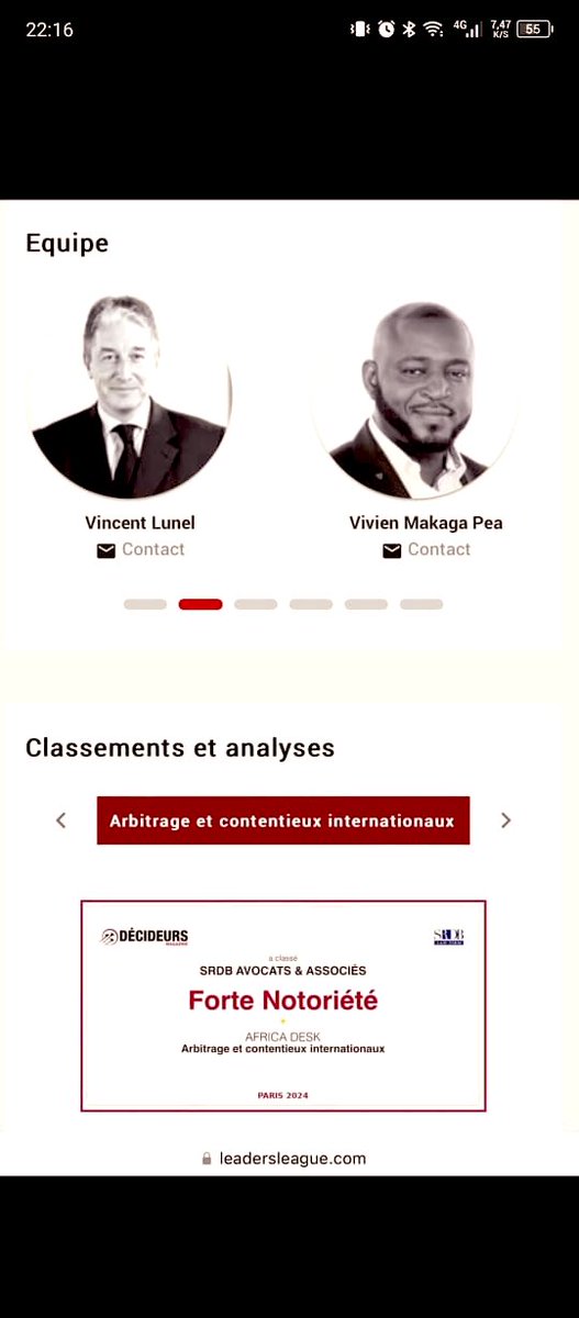 Honoré d’apparaître pour le compte de notre cabinet SRDB  à la sélection du classement Leaders League 2024, cette dans la catégorie «Forte Notoriété».La reconnaissance d’un travail d’équipe. Profonde gratitude et Bravo à la Team #SRDB à qui revient tout le mérite de ce succès!