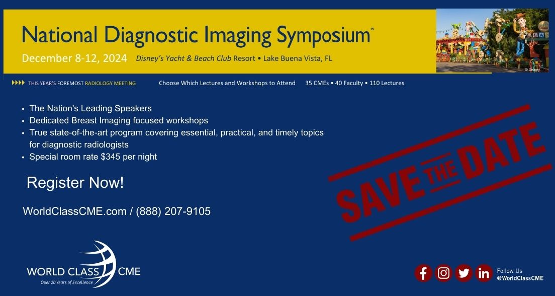 Secure your spot to this year's foremost radiology meeting! For more information visit us at WorldClassCME.com #CME #NDIS #Radiology #WorldClassCME #LakeBuenaVista
