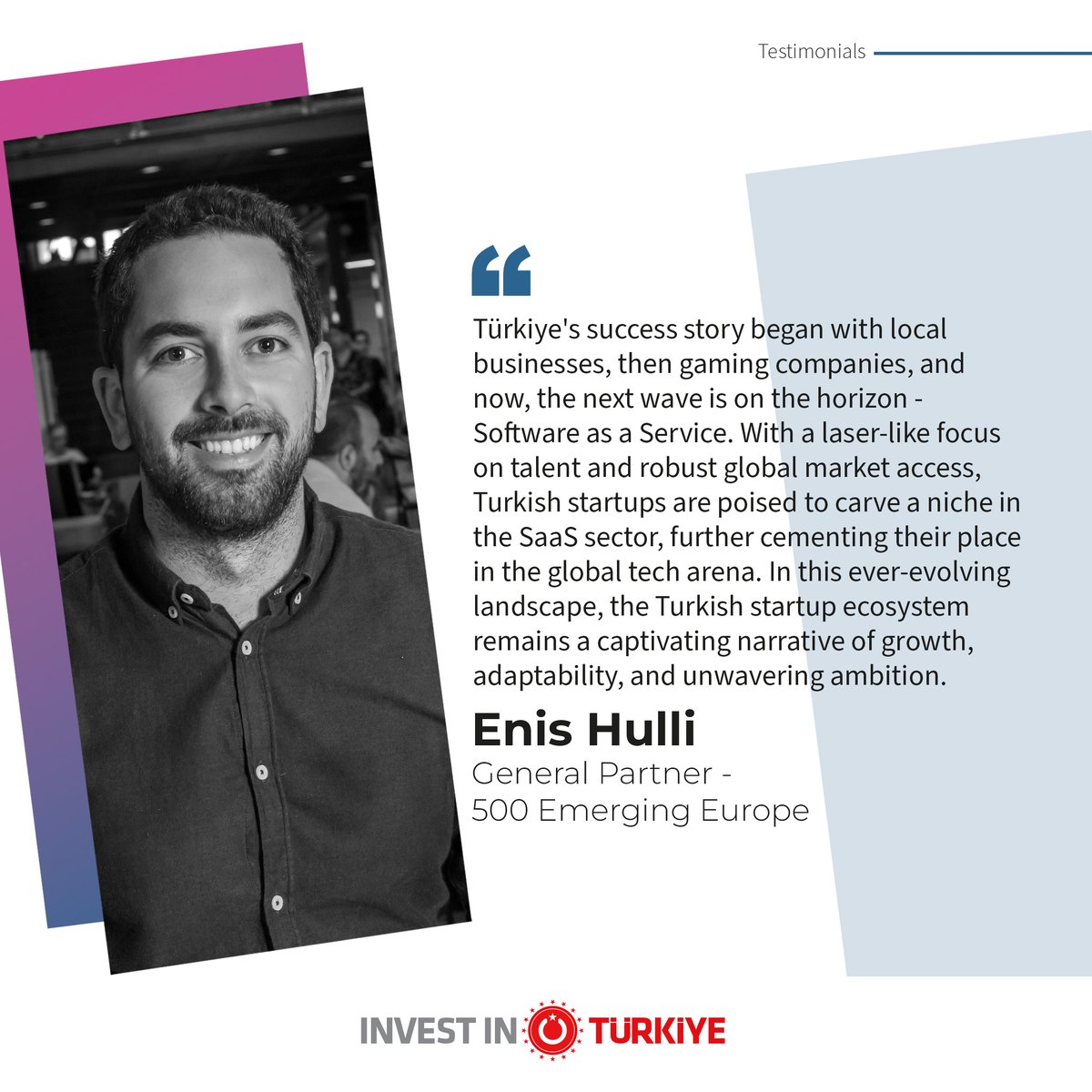Invest in Türkiye (@investturkey) on Twitter photo Explore Türkiye’s thriving startup ecosystem! 🚀
<a href="/500ee/">500 Emerging Europe</a> General Partner <a href="/EnisHulli/">Enis Hulli🎙</a> commends Turkish startups for their talent focus and strong global market presence, anticipating exciting future advancements. 🎯
Read more at tinyurl.com/2s98es28. Explore Türkiye’s thriving startup ecosystem! 🚀
<a href="/500ee/">500 Emerging Europe</a> General Partner <a href="/EnisHulli/">Enis Hulli🎙</a> commends Turkish startups for their talent focus and strong global market presence, anticipating exciting future advancements. 🎯
Read more at tinyurl.com/2s98es28.