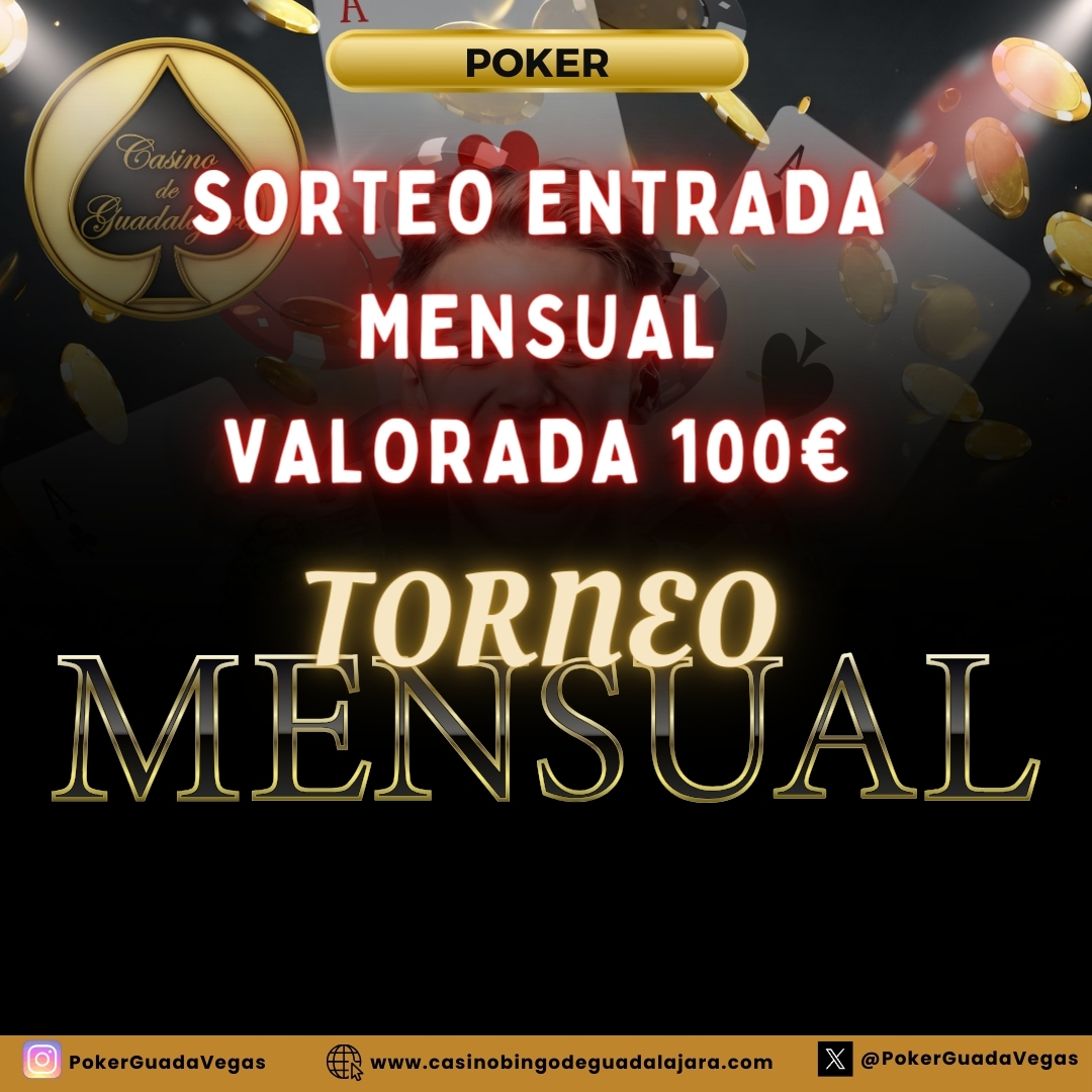 ‼️SORTEO ENTRADA MENSUAL MARZO‼️

VALORADA EN 100€💰

Para participar:

- Seguir a la cuenta de Twitter de <a href="/PokerGuadaVegas/">PokerGuadalajara</a> 
- Dar Like ❤️ y RT 🔁 a este Tweet.
- 💭Comenta con el número de torrijas que vas a comerte.

* La entrada será personal e intransferible para el ganador.